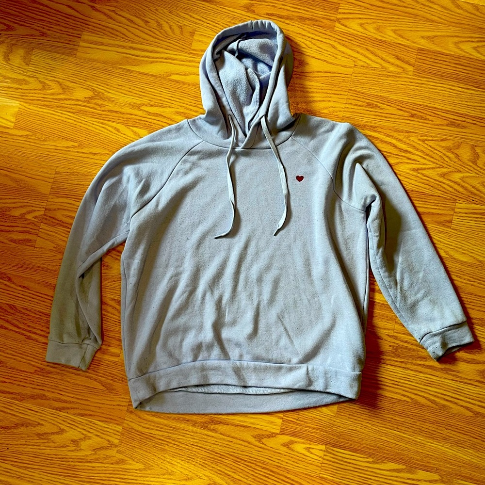 Small soft light blue sweatshirt with small embroidered heart